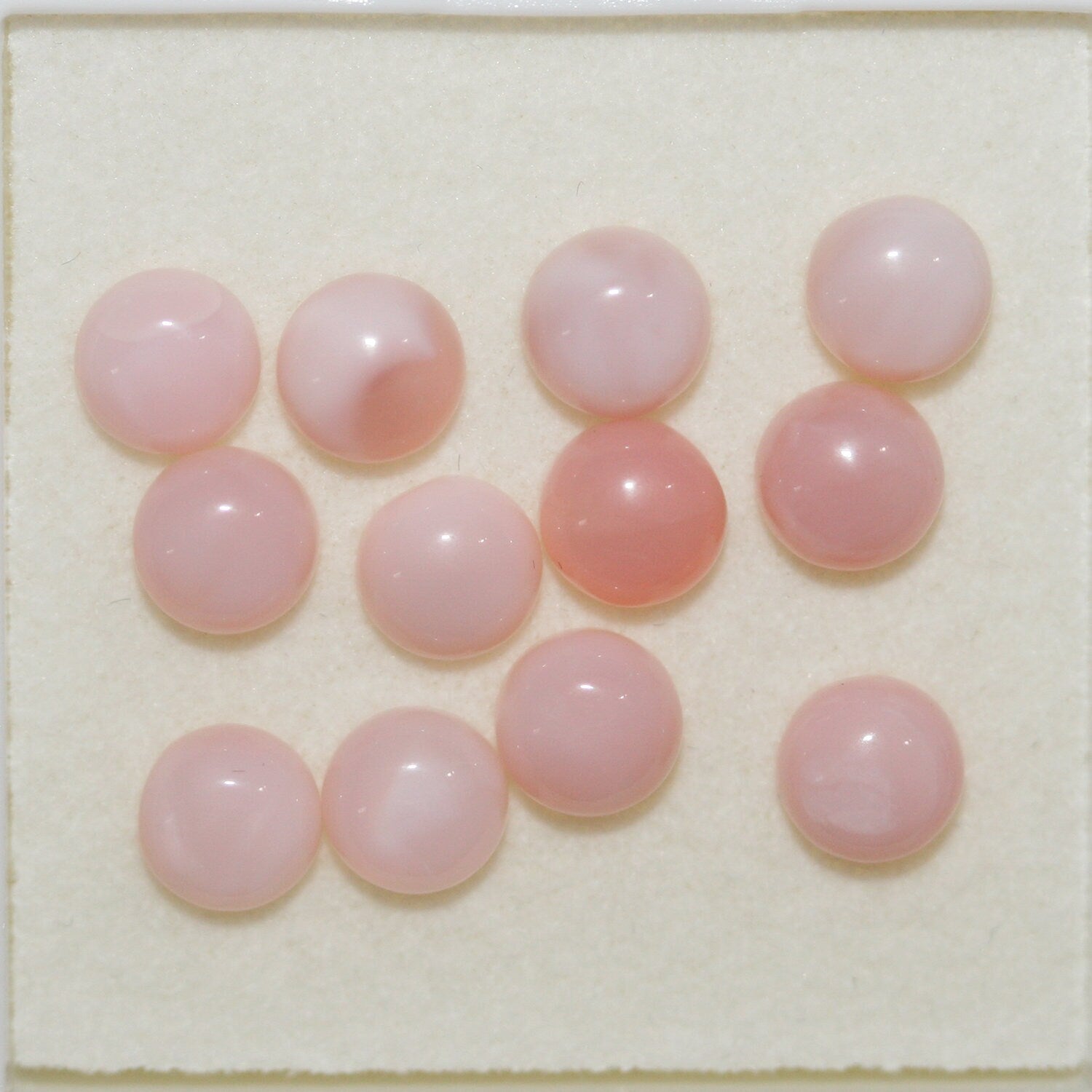 12 Pcs Lot Pink Opal Round Cabochon 6 mm. (12 pcs.).
