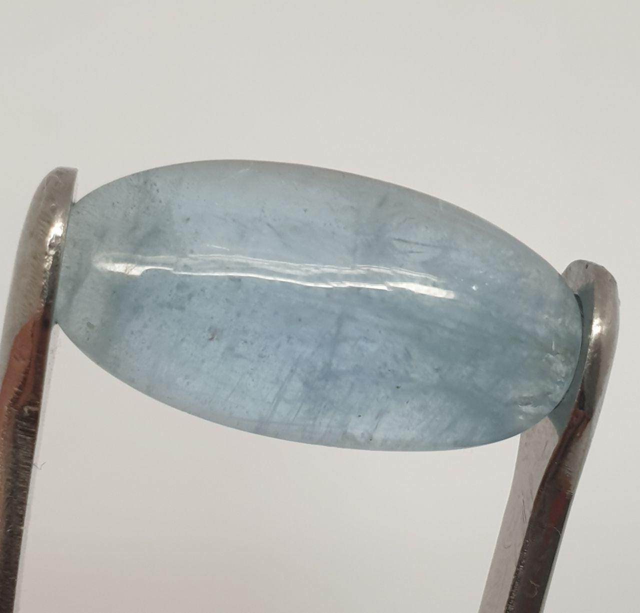 Blue Great Aquamarine 21.6x10.8x5.2mm Oval Long Cabochon. Aquamarine 11.11Cts Loose Gemstone Cabochon.