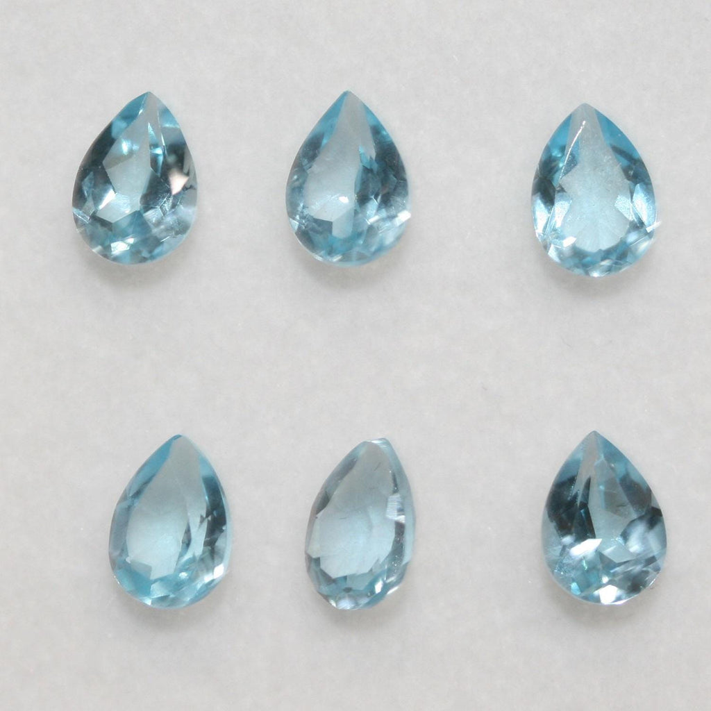 Lote de 6 piezas de topacio cielo facetado de 7 x 5 mm (6 piezas).