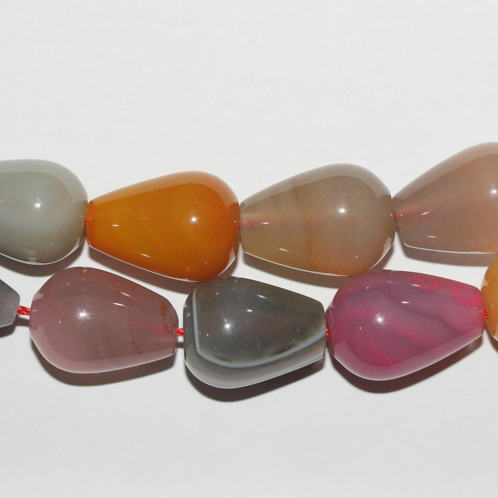 Cuentas lisas de ágata multicolor de 16" (18 x 13 mm) - Hilo de 40 cm