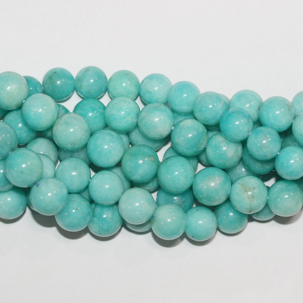 16" Cuentas Redondas Lisas de Amazonita Peruana 9-10mm.-Hilo 40cm.