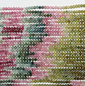 Perles rondes à facettes en tourmaline AAA de 2 mm, 13 pouces (33 cm). Petites perles.