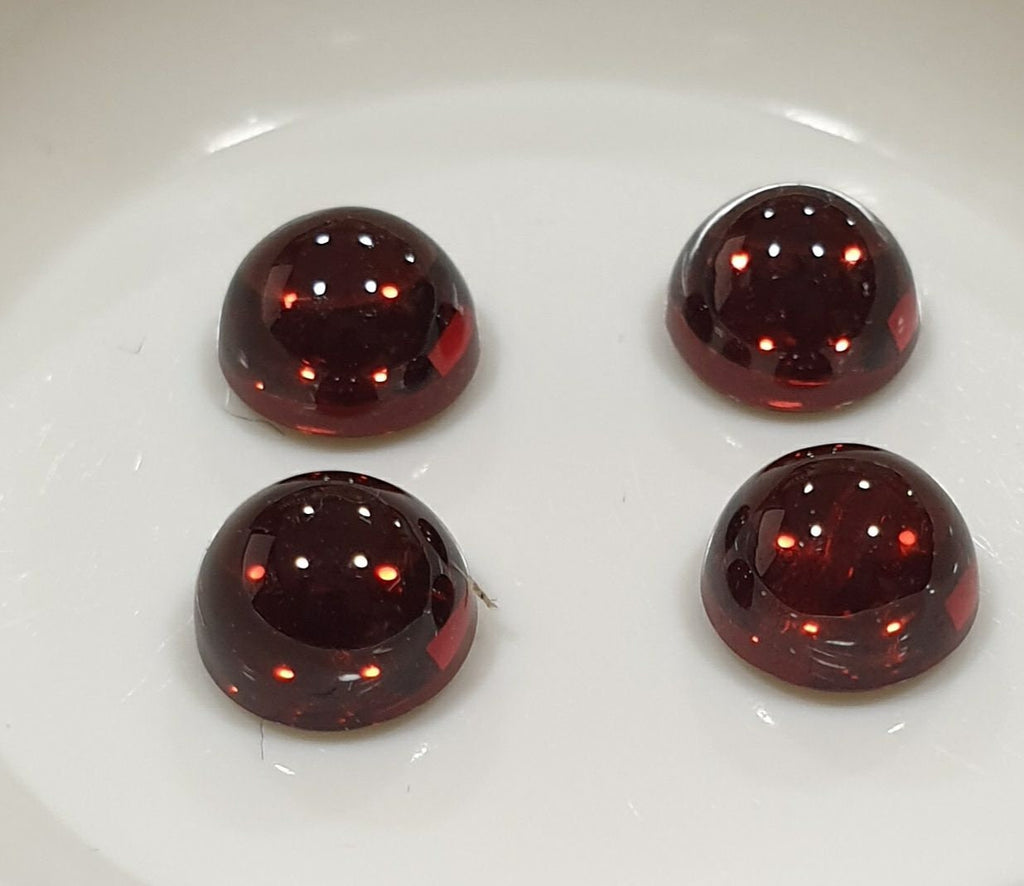 Lote de 4 cabujones redondos de granate rojo de 6 mm (4 unidades) - Paquetes de piedras preciosas - Piedras sueltas - Precio al por mayor