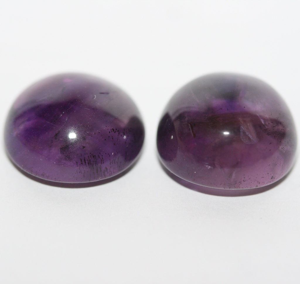 Amethyst Pair Round Cabochon 15mm.(28.2ct.).