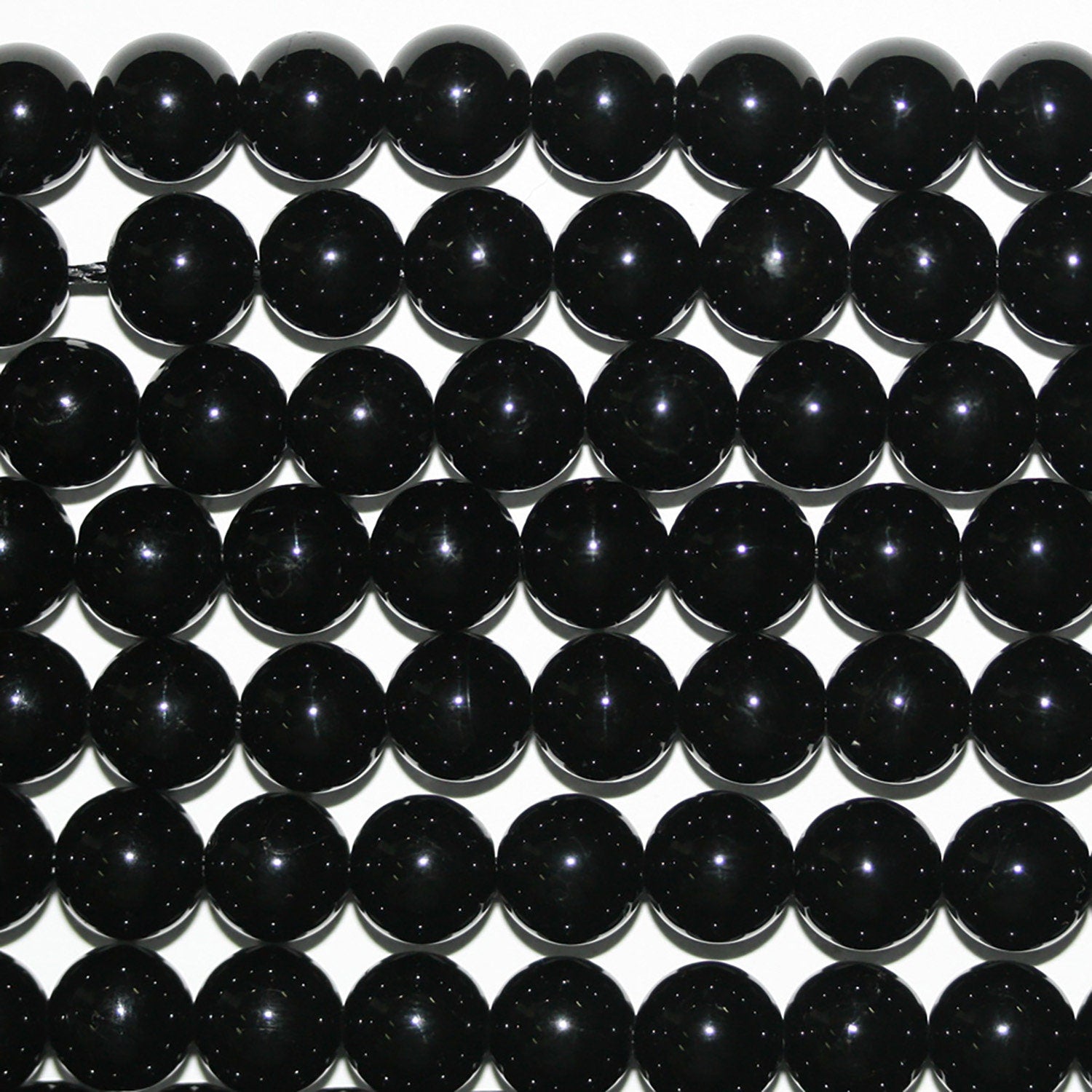 13" St Black Tourmaline Smooth Round Beads 3.5-4mm.-Strand 33cm