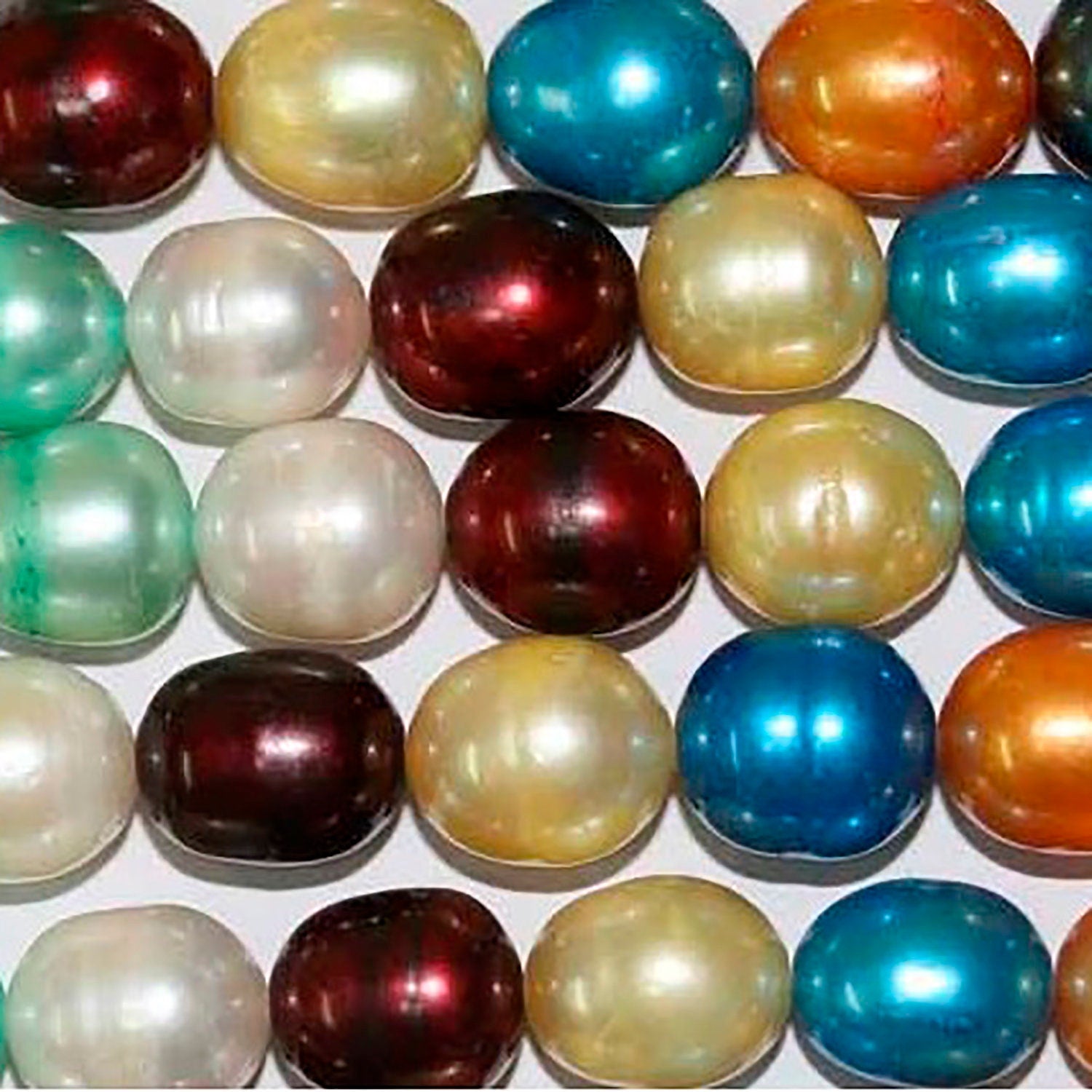 Perla ovalada multicolor de agua dulce de 15" (10-11 mm) - Hilo de 39 cm - Precios al por mayor de perlas naturales