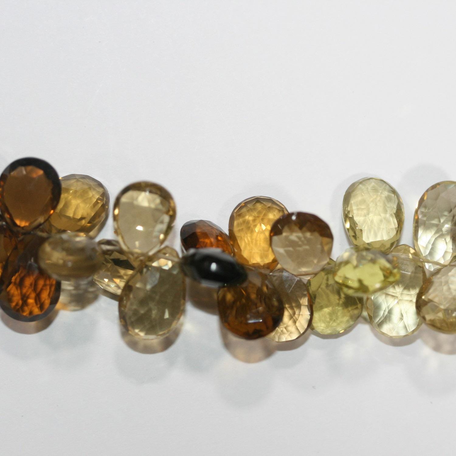 10" St Honey Quartz Faceted Drop Beads 13x9mm. Approx. - 22 cm Strand. - Ref. 14868