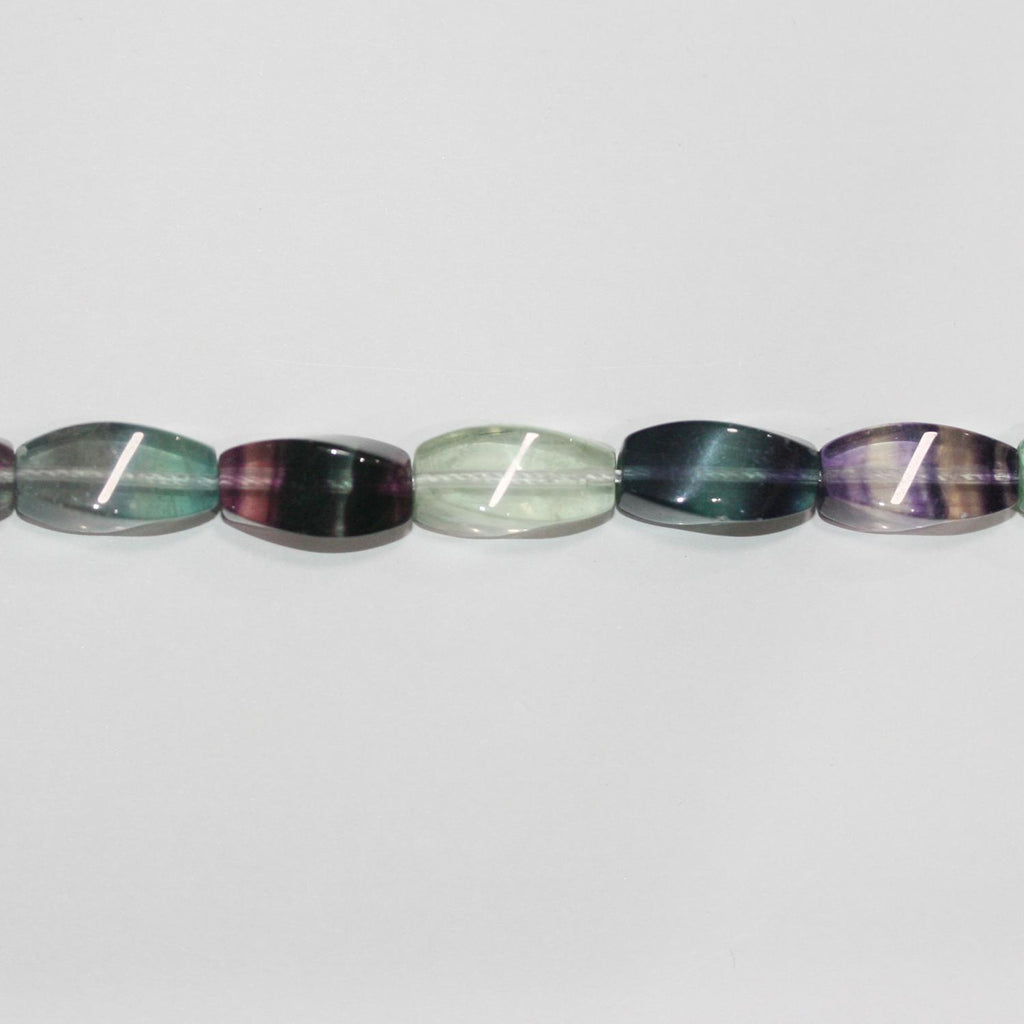 Perles prismatiques en brique torsadée lisse en fluorite St 15" 16x8mm.-Rig 40cm.