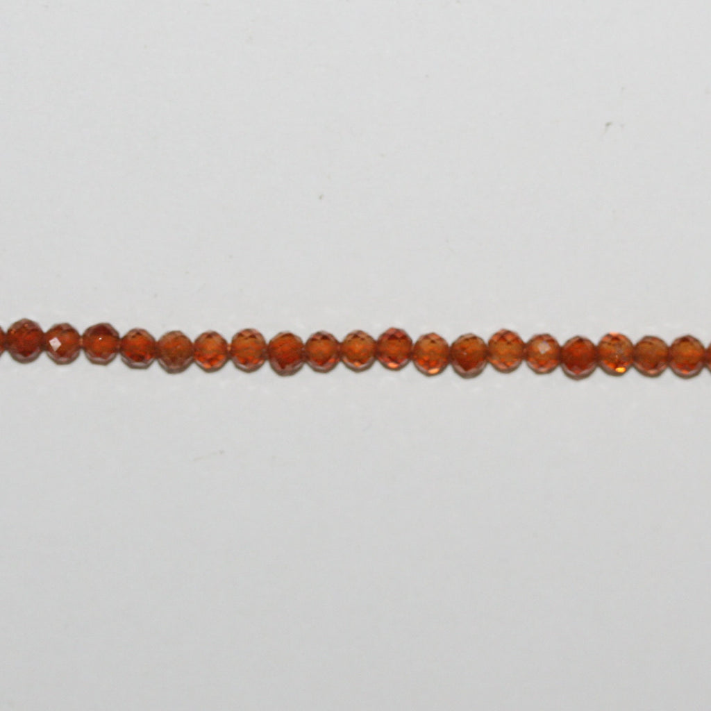 13" St Hessonite Garnet Faceted Round Beads 3mm.-Strand 39cm