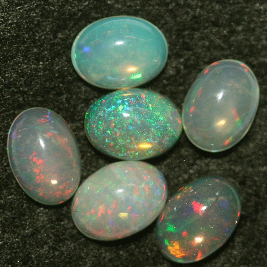 Ethiopian Opal Lot Oval Cabochon 7x5mm. (6pcs)  -Gemstone Parcels-Loose Stones Wholesale Price