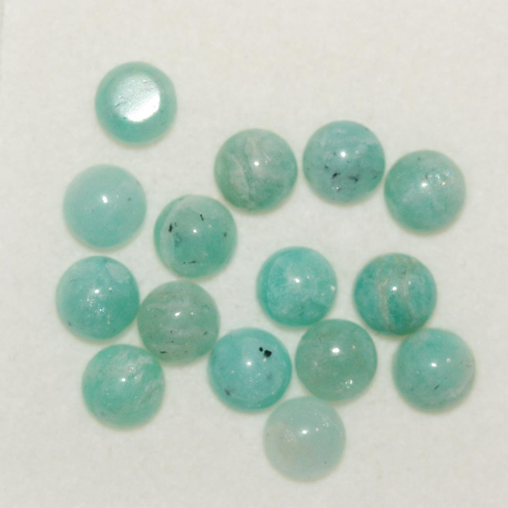 Lote de 15 cabujones redondos lisos de amazonita de 5 mm. (15 piezas)