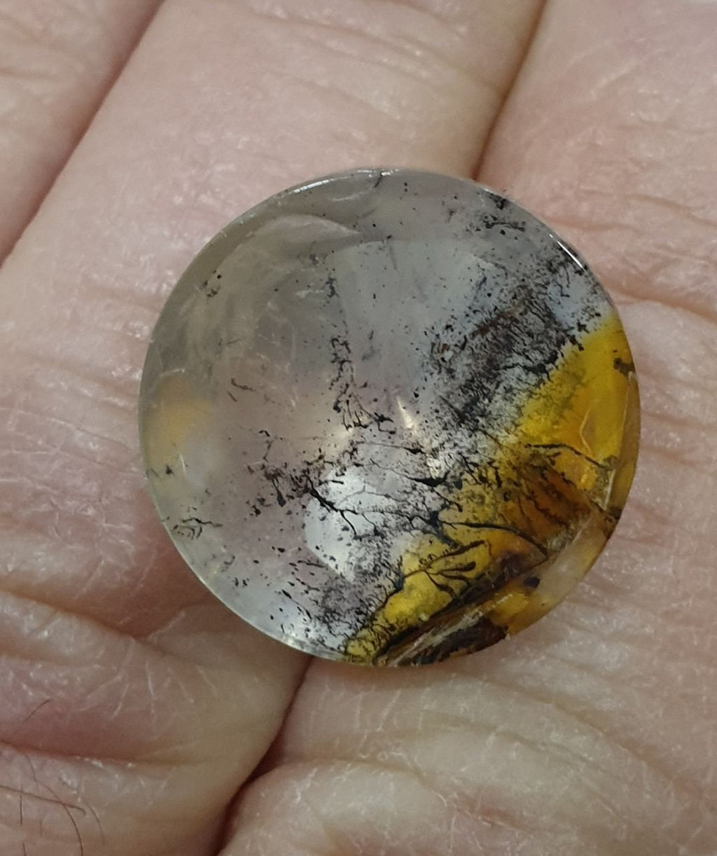 Dendritic Quartz Smooth Round  With Culet Cabochon 18mm.-(15.11ct) Healing Power Stones