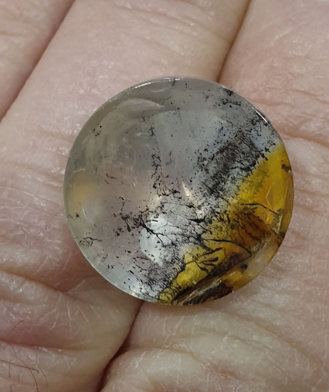 Dendritic Quartz Smooth Round  With Culet Cabochon 18mm.-(15.11ct) Healing Power Stones