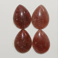 Lote de 4 cabujones de cuarzo cereza lisos de 25 x 18 mm. (4 piezas)