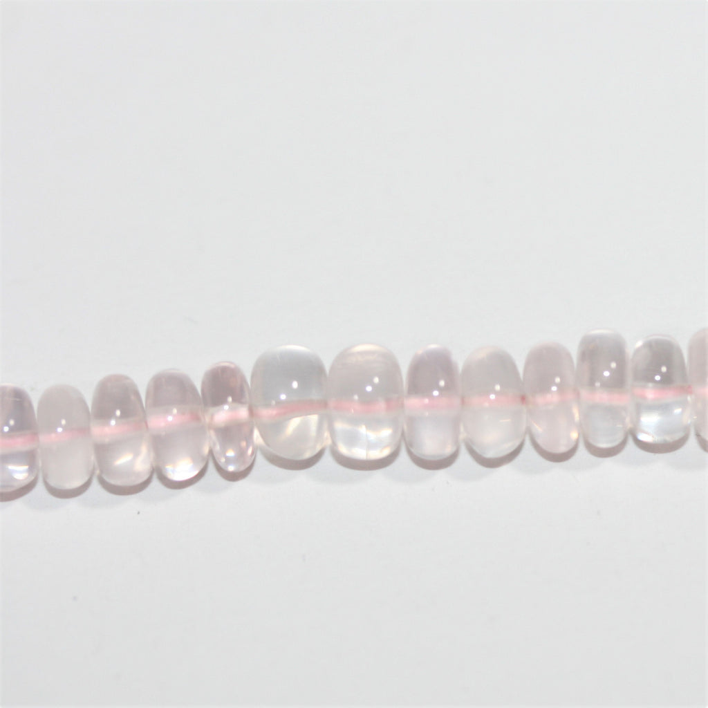 Cuentas redondas lisas de cuarzo rosa de 40 cm (16"), 10 x 5 mm (aprox. - Hilo de 40 cm)