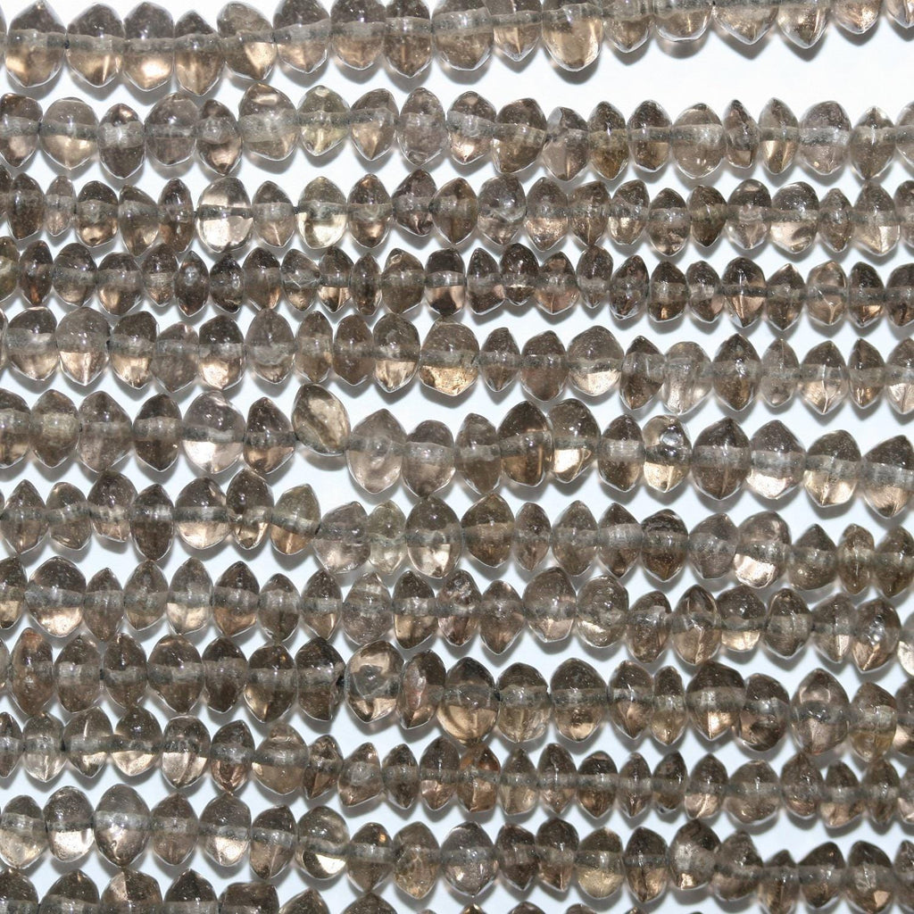 Perles rondelles lisses en quartz fumé St 14" (5 x 3 mm) - Fil de 38 cm