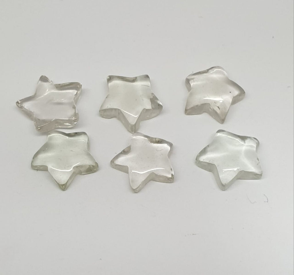 Lote de 6 cabujones de prasiolita verde con forma de estrella de 7,5-8 mm (piedras preciosas naturales)