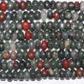 Perles rondelles lisses irrégulières en héliotrope de 15 pouces (10 x 6 mm). Longueur approximative du fil : 39 cm.