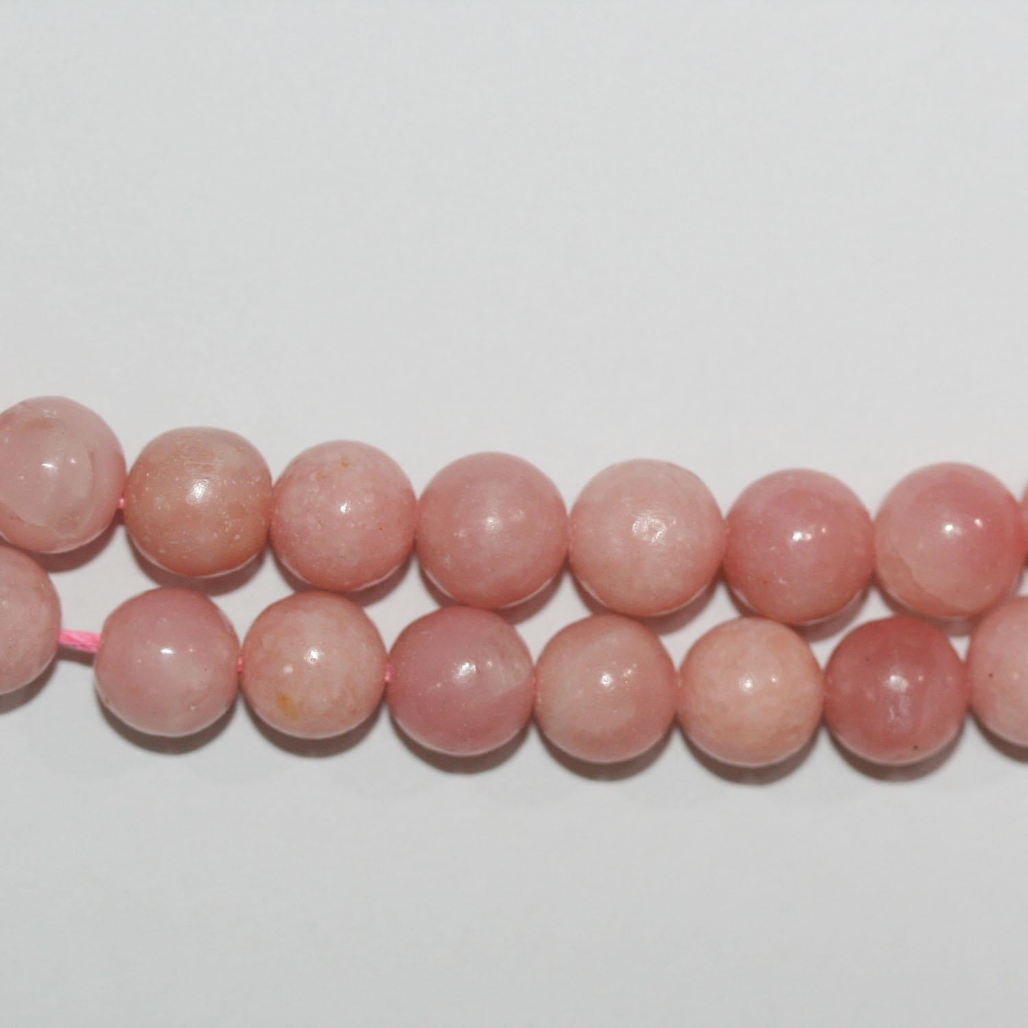Cuentas redondas lisas de ópalo rosa de 16" (10 mm) - Hilo de 40 cm