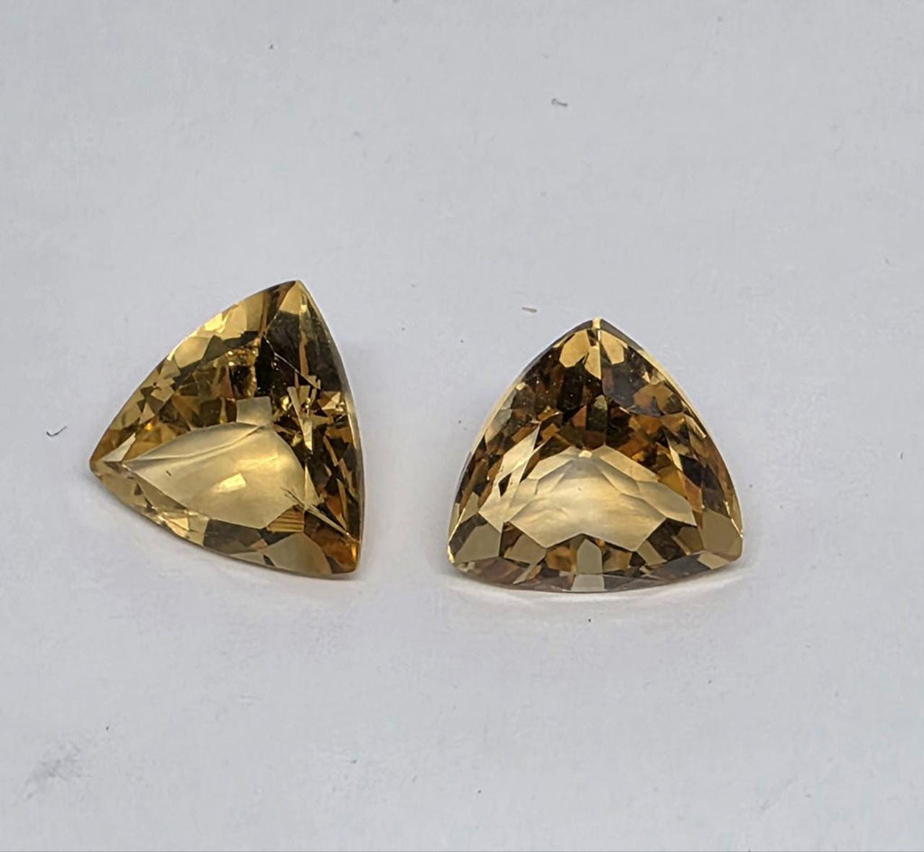 1 Pair Top Quality Citrine Trillion 11mm - Natural Gems  TOP color