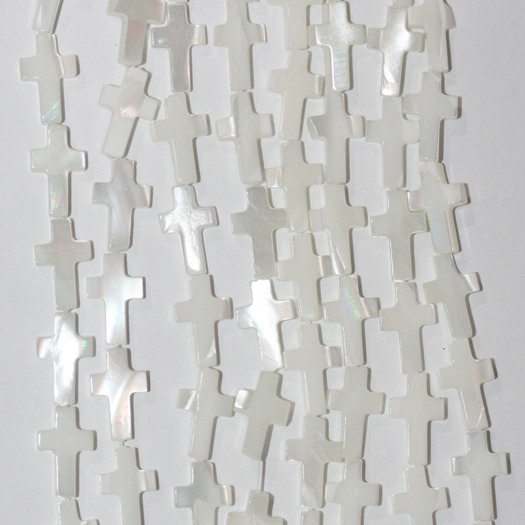 Cuentas cruzadas lisas St MOP de 16" (13 x 8 mm), hilo de 39 cm