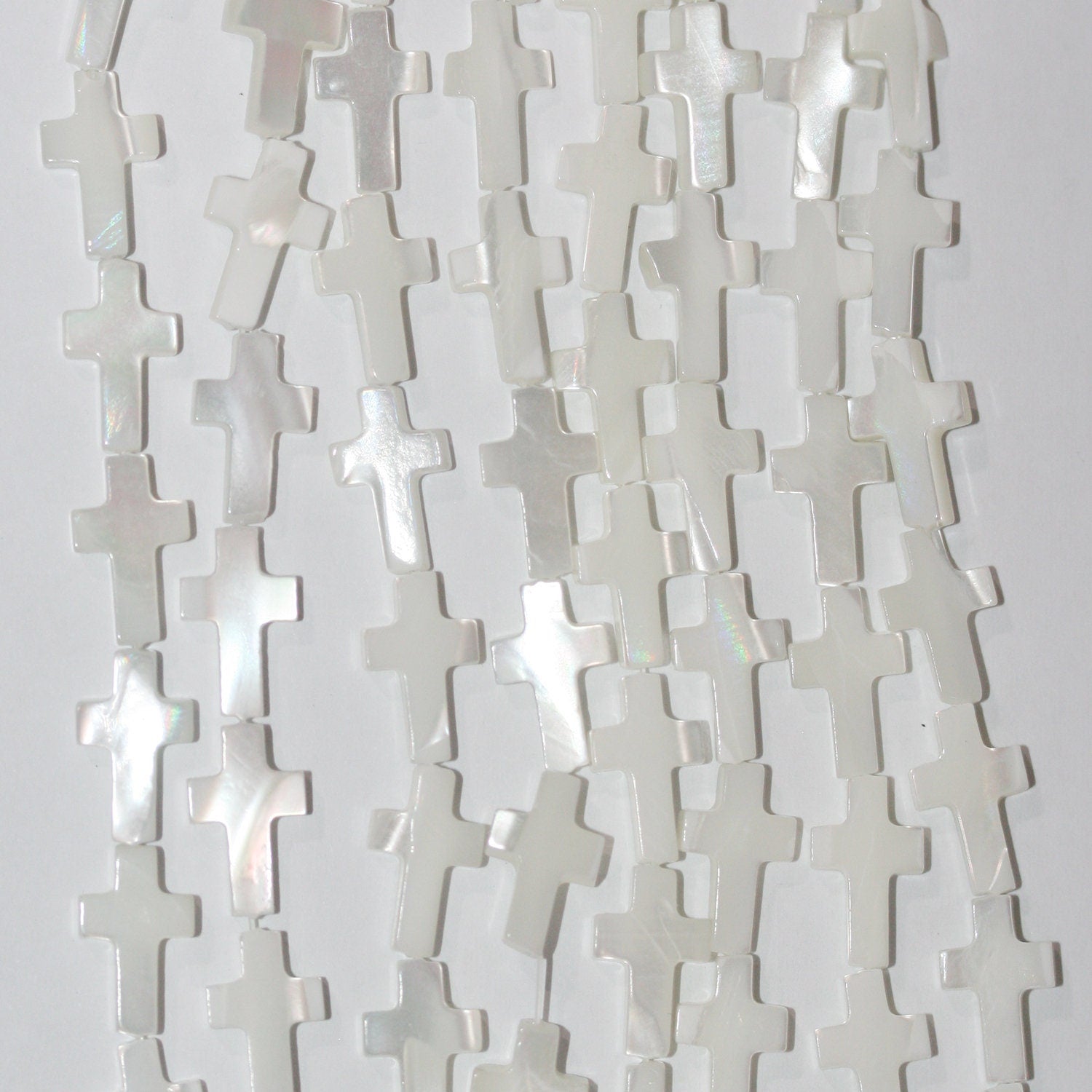 Cuentas cruzadas lisas St MOP de 16" (13 x 8 mm), hilo de 39 cm