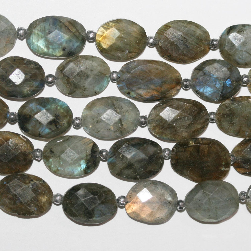 10" St Labradorite Faceted Oval Beads 16x12mm.Approx.-Strand 26cm.