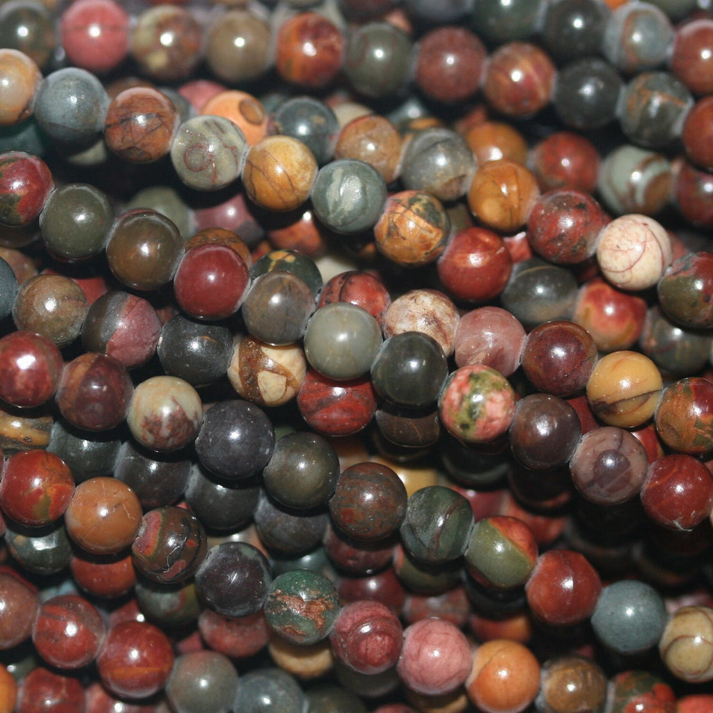 Perles rondes lisses en jaspe Saint-Picasso, 4 mm, 14 pouces (38 cm) - Fil de 38 cm