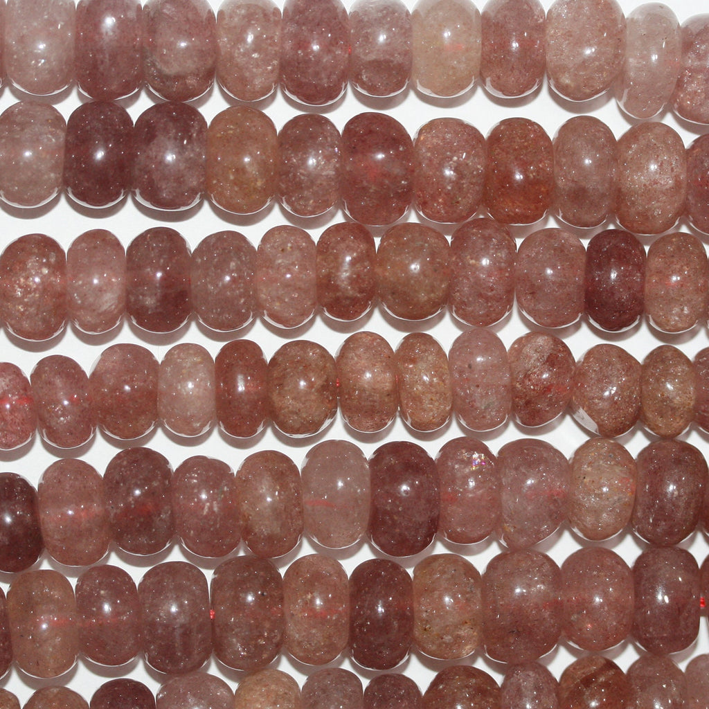 Perles rondelles lisses et irrégulières en quartz cerise St, 10 x 6 mm, 15 pouces (environ). Longueur du fil : 39 cm.