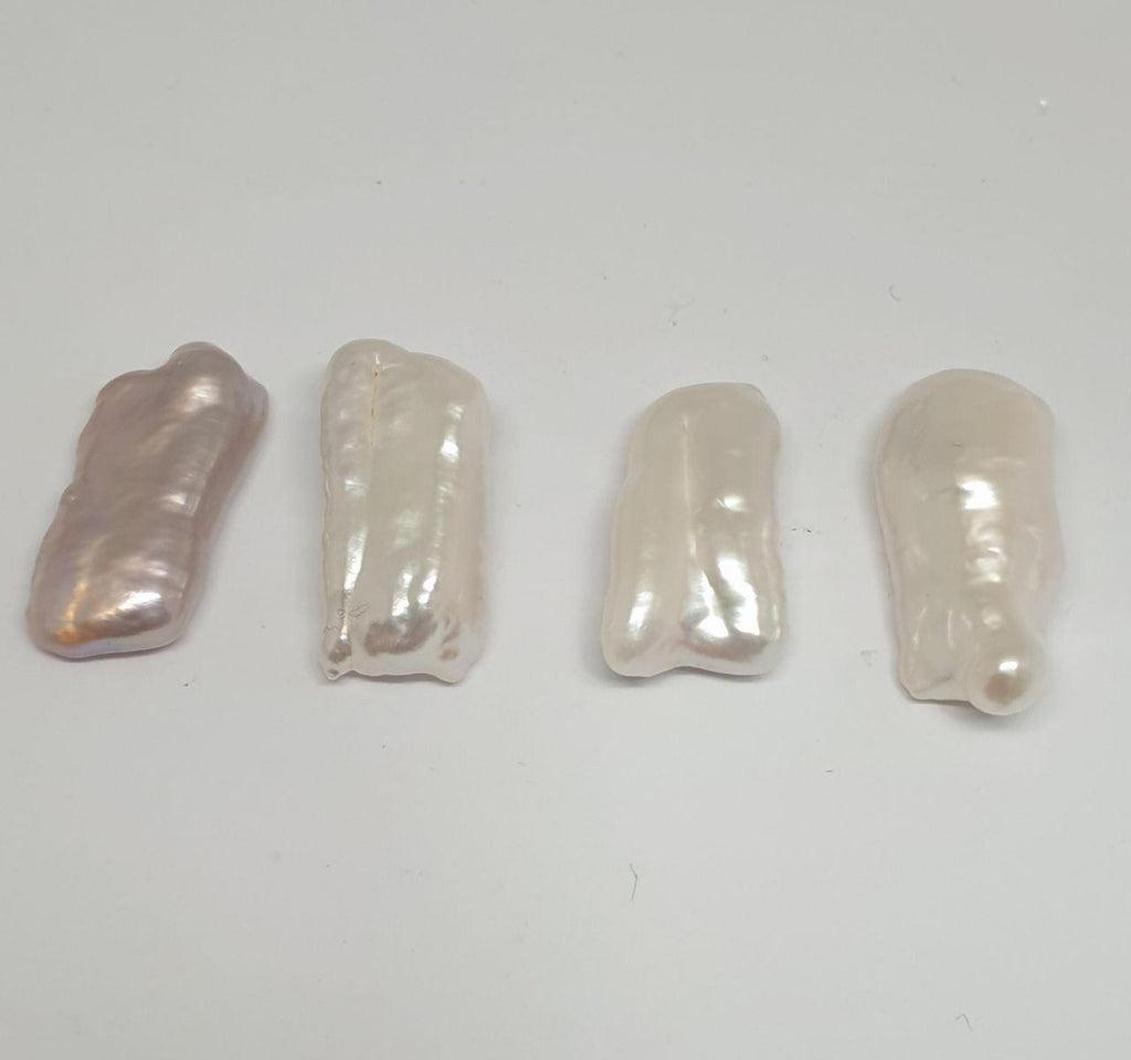 4 Pcs Lot Top Luster Undrilled Multicolor Freshwater Biwa Pearl 19-22mm.  -Natural Pearl - Pearl Earring- For Setting-Natural Pearl