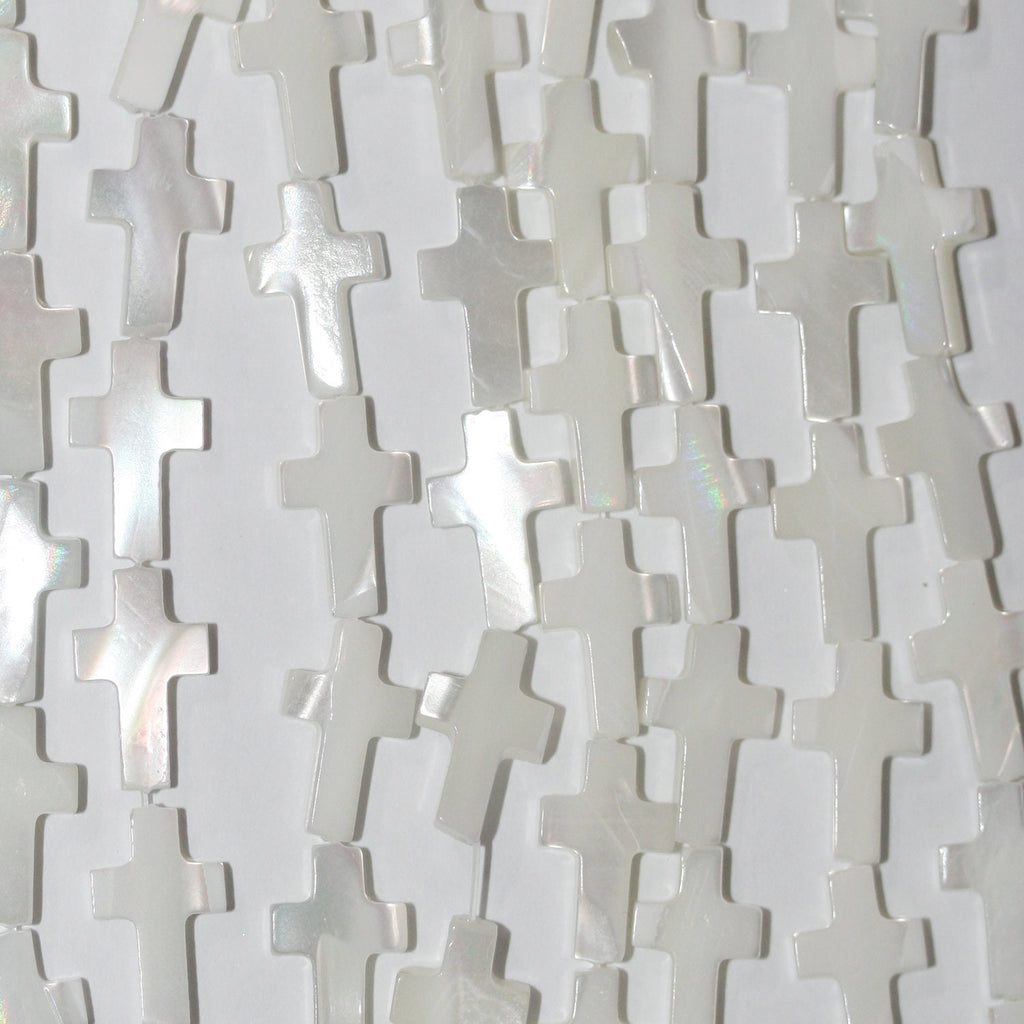 Cuentas cruzadas lisas St MOP de 16" (13 x 8 mm), hilo de 39 cm