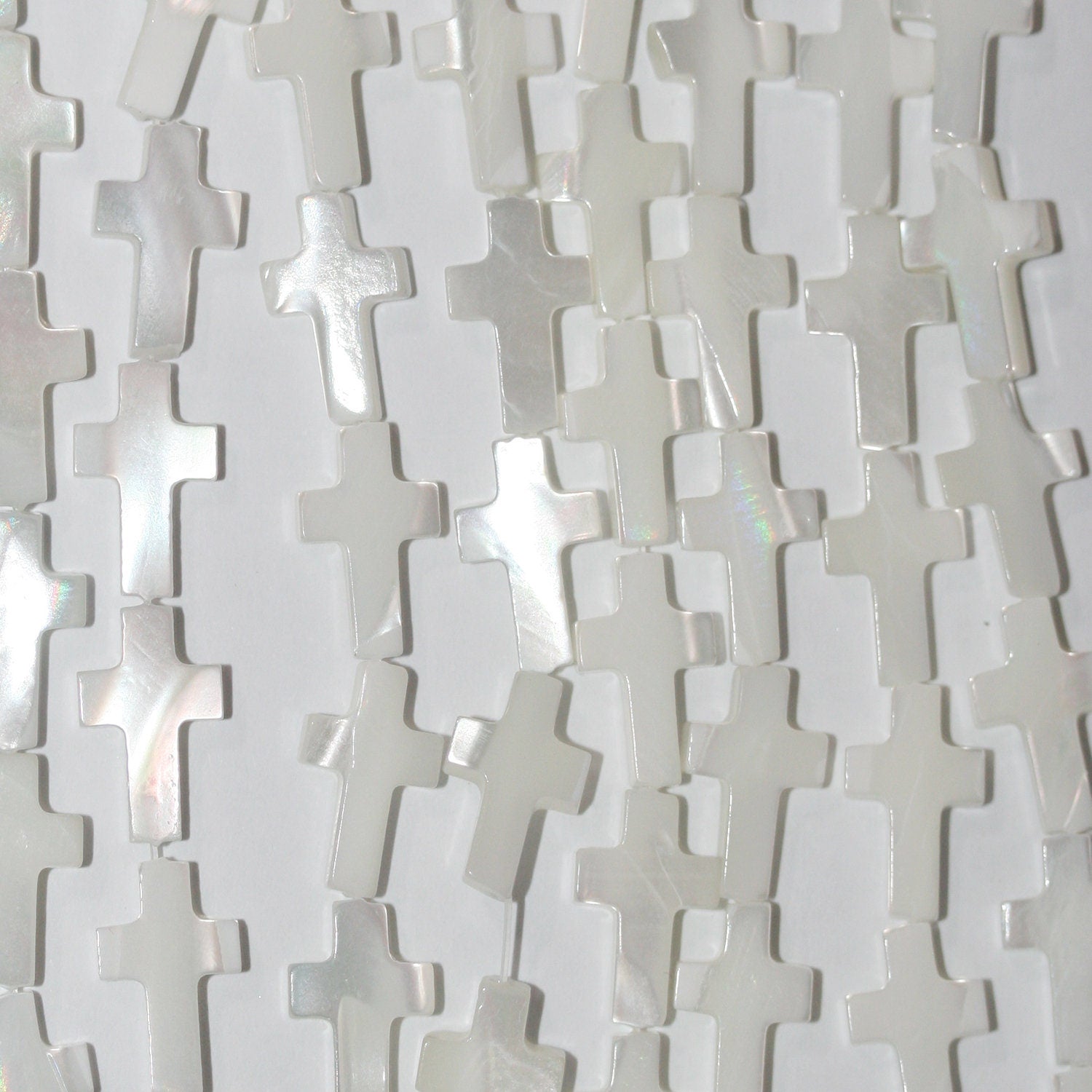 Cuentas cruzadas lisas St MOP de 16" (13 x 8 mm), hilo de 39 cm