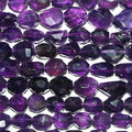 Cuentas de pepitas facetadas de amatista de 40 cm (16"), 12 x 8 mm (aprox. - Hilo de 40 cm)