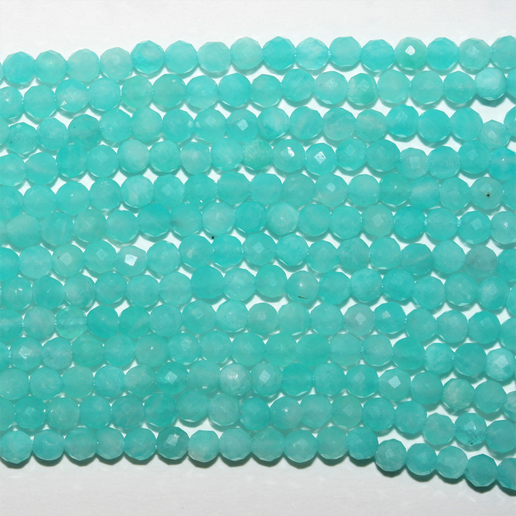 13" St Amazonite Faceted Round Beads 2.5-3mm.-Strand 32cm.