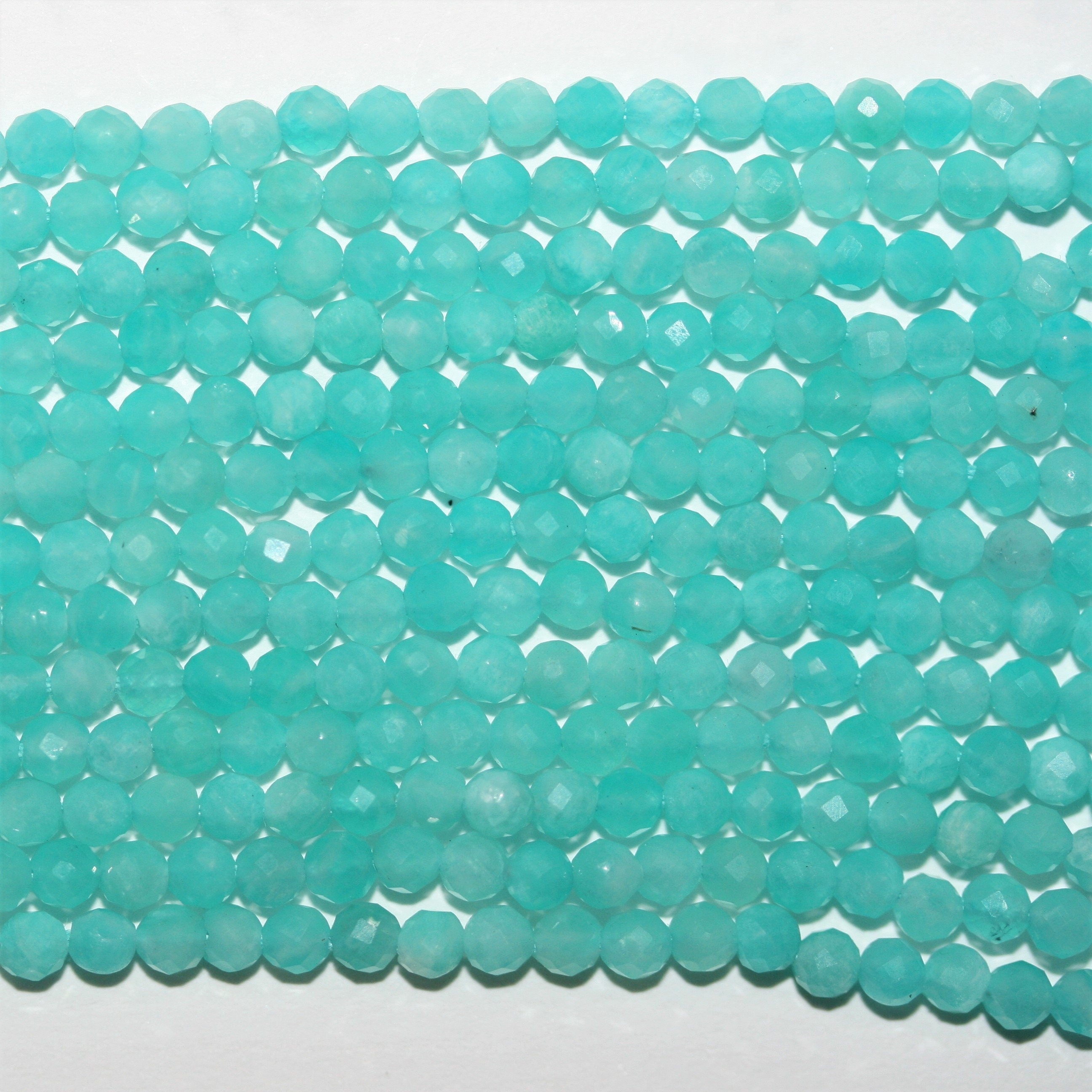 13" St Amazonite Faceted Round Beads 2.5-3mm.-Strand 32cm.