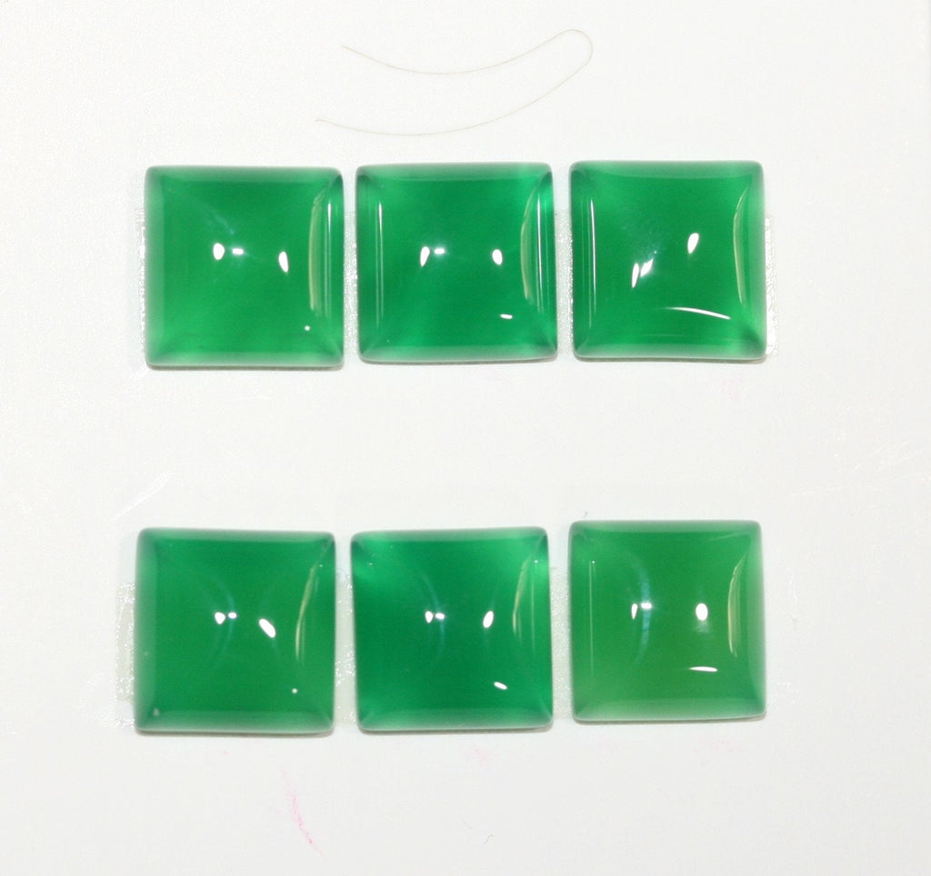 Lote de 6 cabujones cuadrados de ágata verde de 12 mm. (6 uds.)