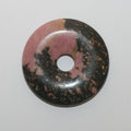 Colgante de disco de rodonita lisa de 40 mm - Piedra preciosa natural