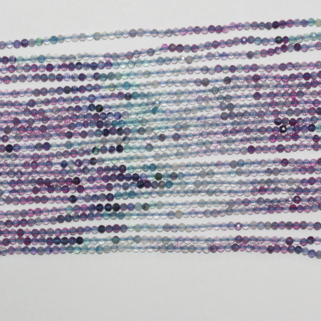 Perles rondes à facettes en fluorite St de 15 pouces, 2 mm, brin de 39 cm.