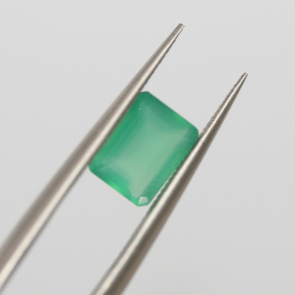 Lote de Ónix Verde Facetado Rectángulo Octogonal 7x5mm. (10 Piezas). - Piedras Preciosas al por Mayor Piedra Cortada de Máxima Calidad.