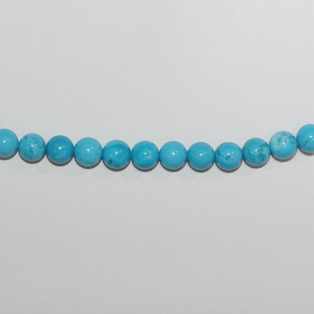 Perles rondes lisses turquoise St de 15 pouces (6 mm) - Fil de 39 cm