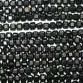 15" St Perles cubiques à facettes en tourmaline noire 3-4 mm.-Rig 39 cm.