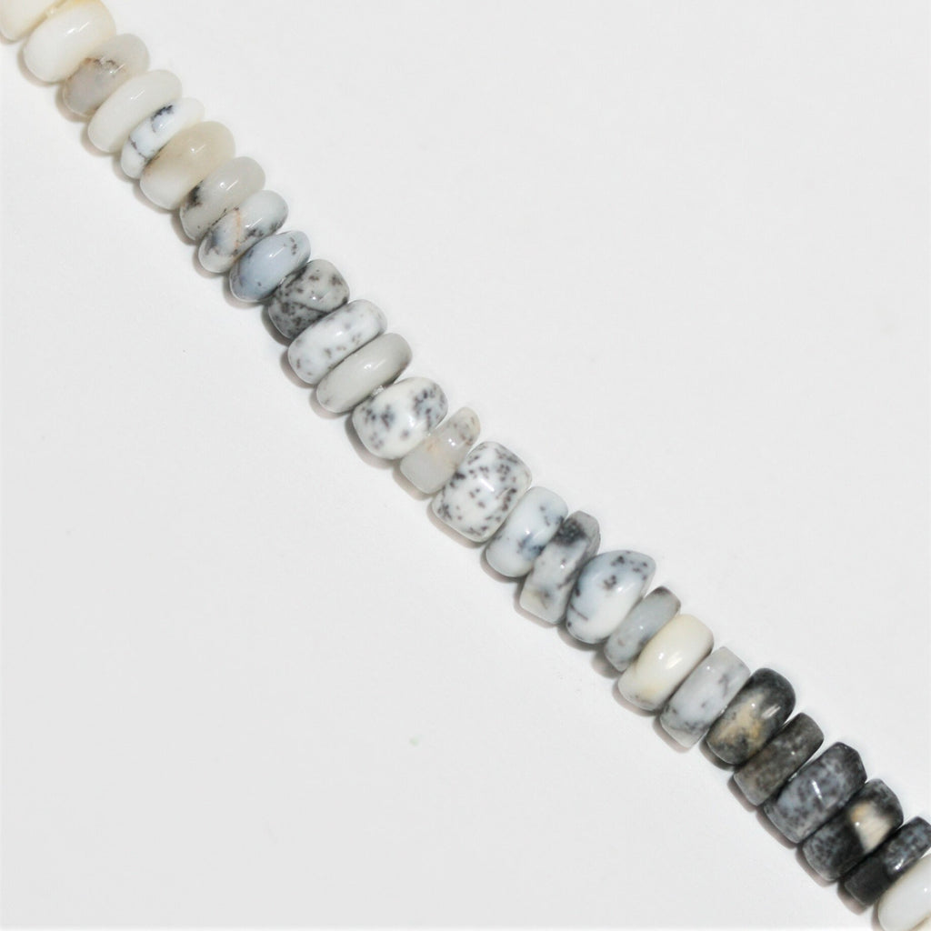 16" St Cuentas de disco liso de ópalo dendrítico 5x2 mm - Hilo de 40 cm.