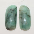 Emerald Pair Faceted Oval Cabochon Rose Cut 32.6x14.2mm 31.15ct Flat Back Jewellery Supplier DIY
