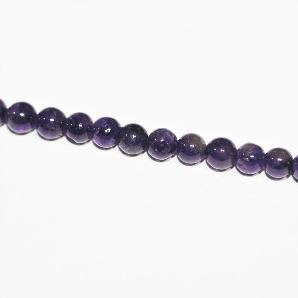 13" St Amethyst Smooth Round Beads 5mm.-Strand 33cm.