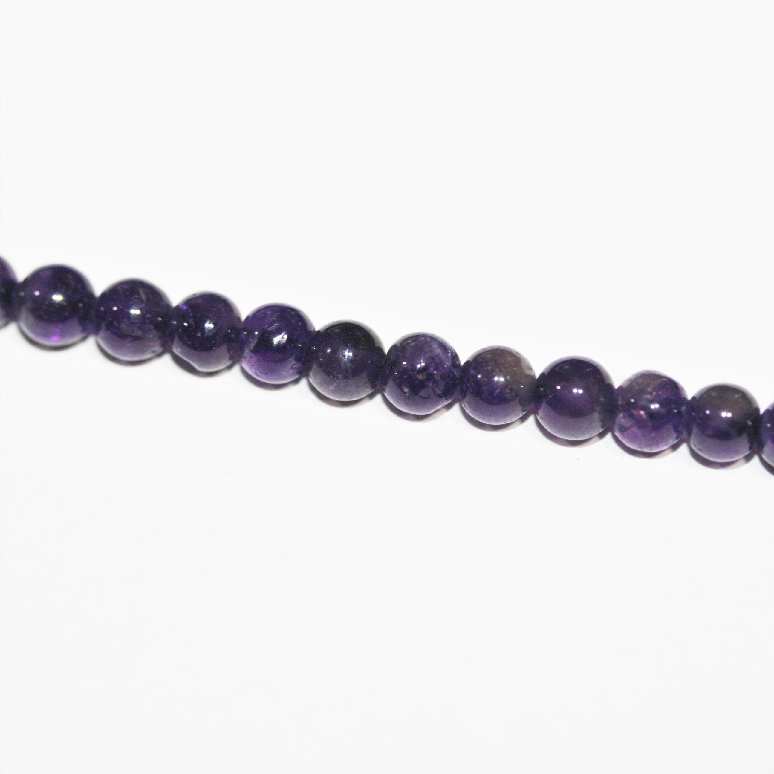 13" St Amethyst Smooth Round Beads 5mm.-Strand 33cm.