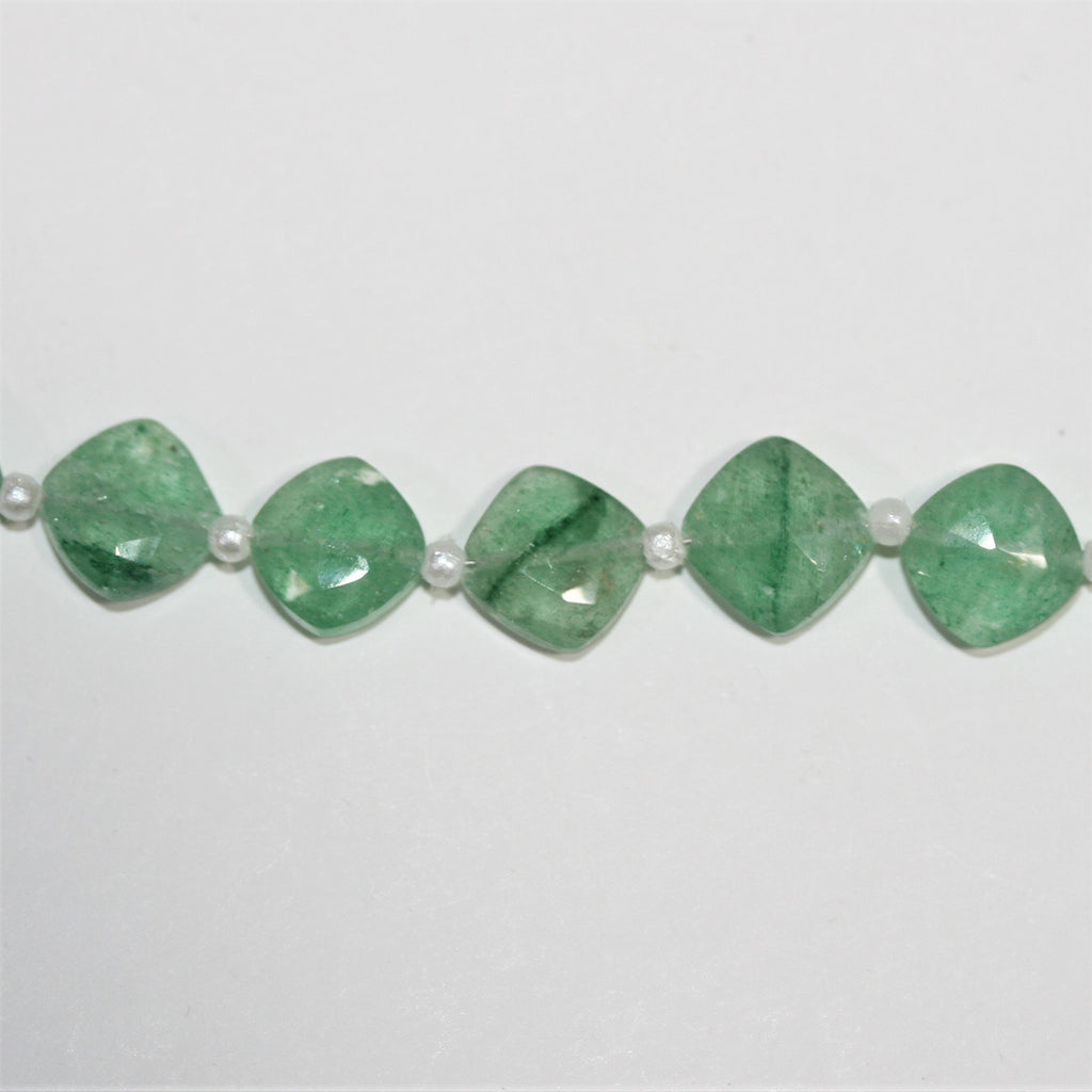 Cuentas de diamante facetado de aventurina santa de 8" y 10 mm. Aprox. - Hilo de 20 cm.