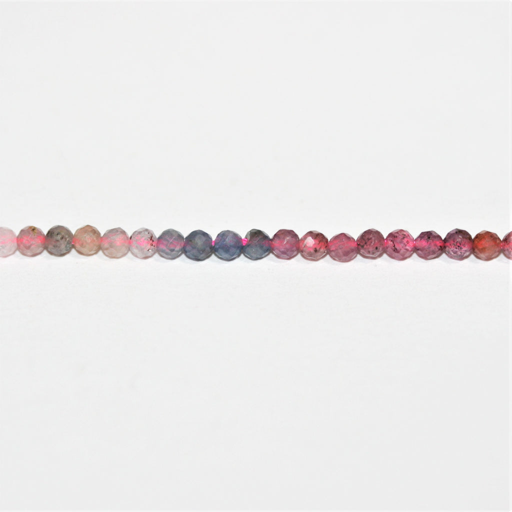 15" St Perles rondes à facettes en saphir multicolore 2,5 mm.- Brin 39 cm.