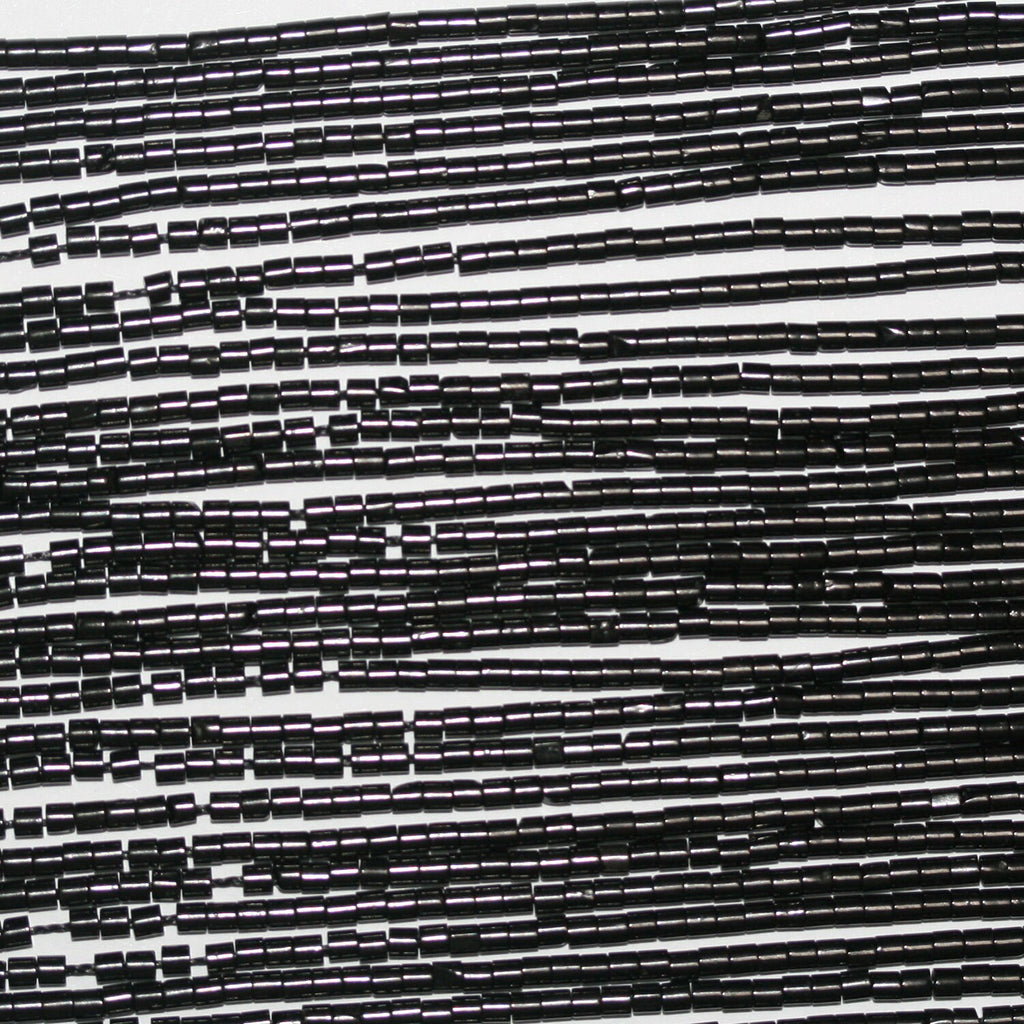 Perles disques lisses St Jet 15" 2x1,5mm.-Bracelet 39cm.