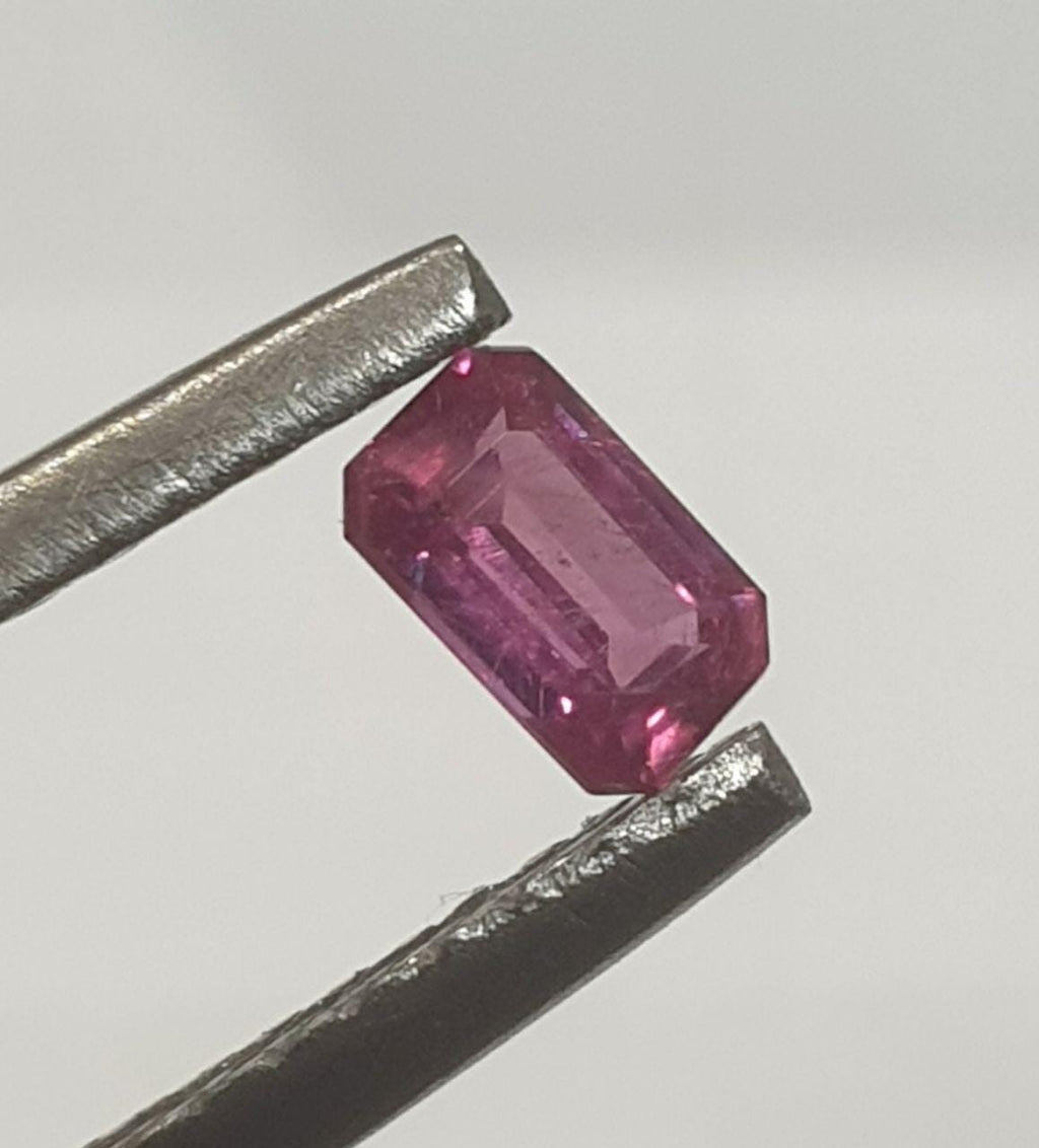 1 Pair 2 Pcs Ruby Faceted Octagon  Lot 5x3mm.(2 pcs) Natural Ruby