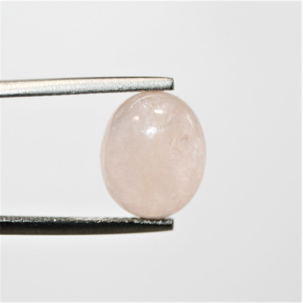 6 cabochons ovales lisses en morganite, 12 x 10 mm.
